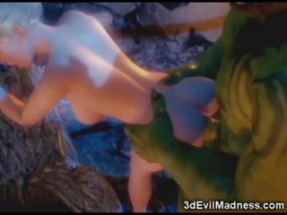 3d елф принцеса опустошен от orc - x номинално клипс при ah-me